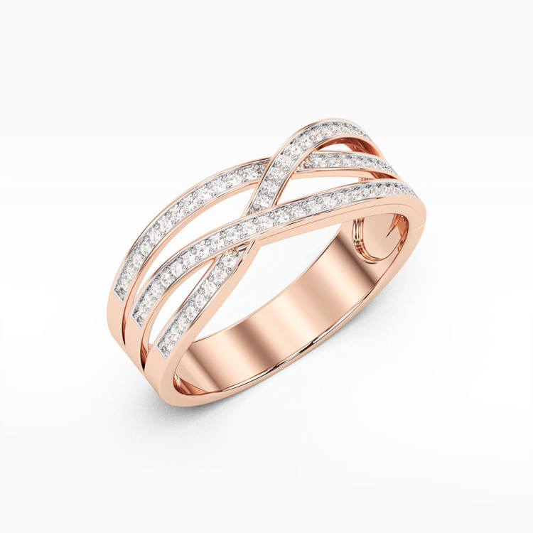 Pierścionek z różowego złota z diamentami - próba 585 0,27CT PV-060C