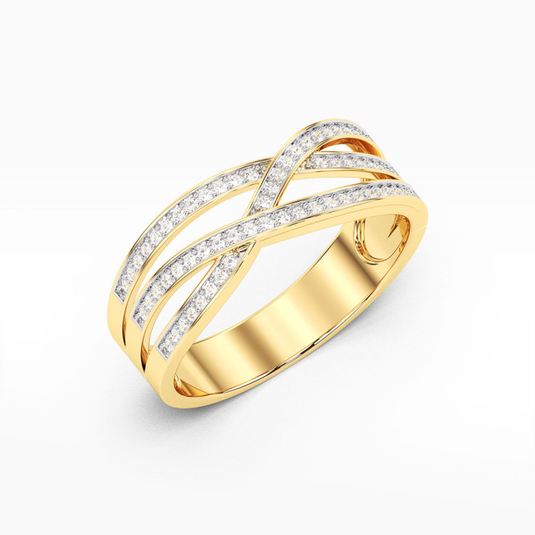 Pierścionek z żółtego złota z diamentami - próba 585 0,27CT PV-060A