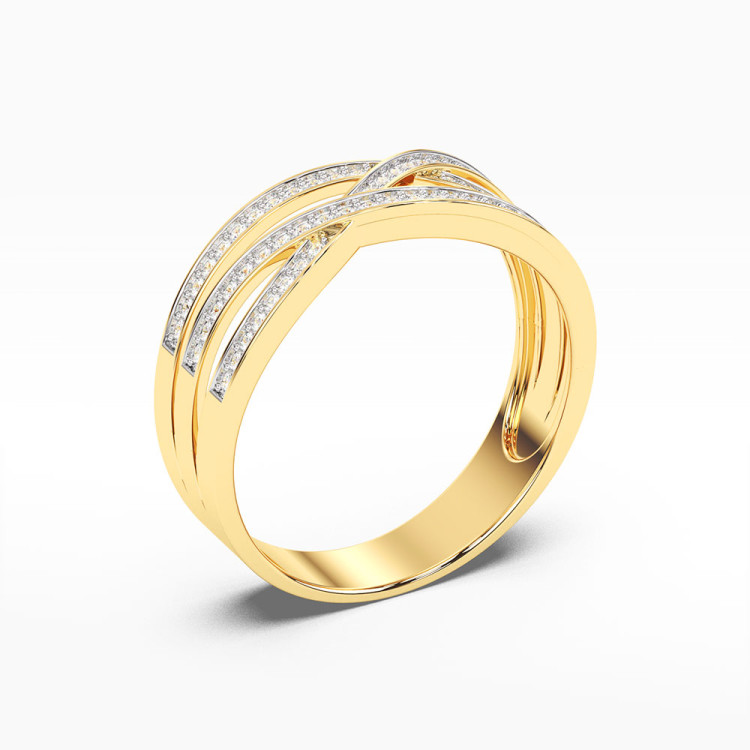Pierścionek z żółtego złota z diamentami - próba 585 0,27CT PV-060A