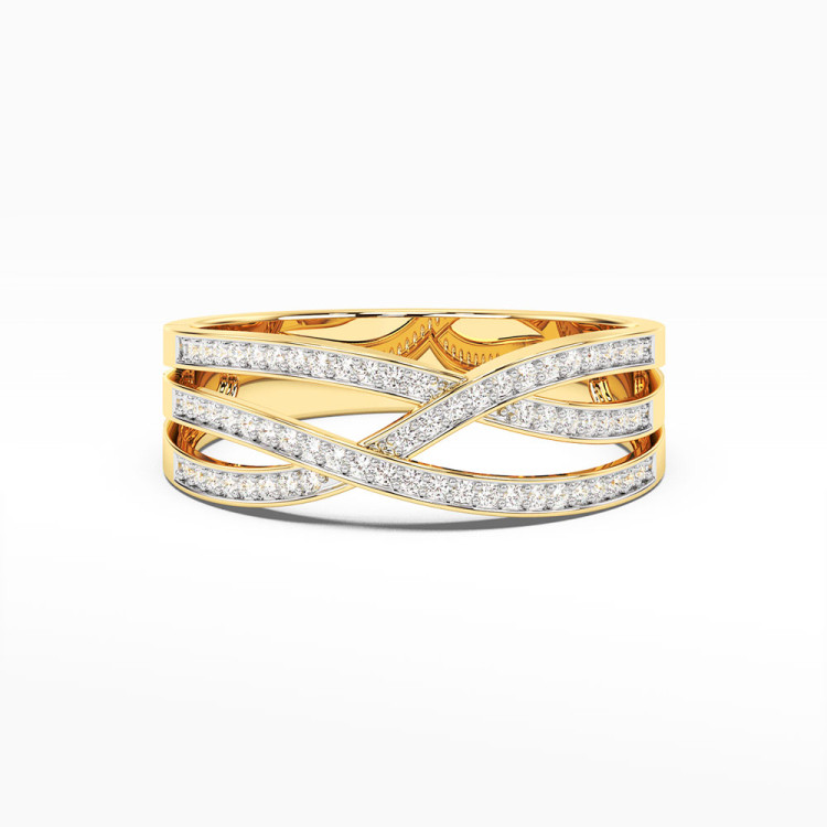 Pierścionek z żółtego złota z diamentami - próba 585 0,27CT PV-060A