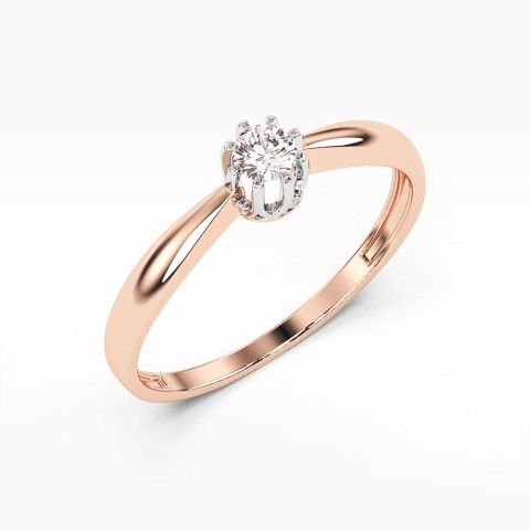 Pierścionek z różowego złota z diamentem - próba 585 0,15CT PV-061C