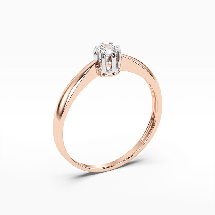Pierścionek z różowego złota z diamentem - próba 585 0,15CT PV-061C