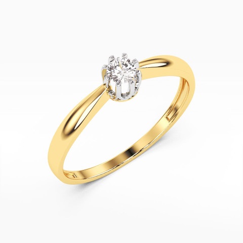Pierścionek z żółtego złota z diamentem - próba 585 0,15CT PV-061A