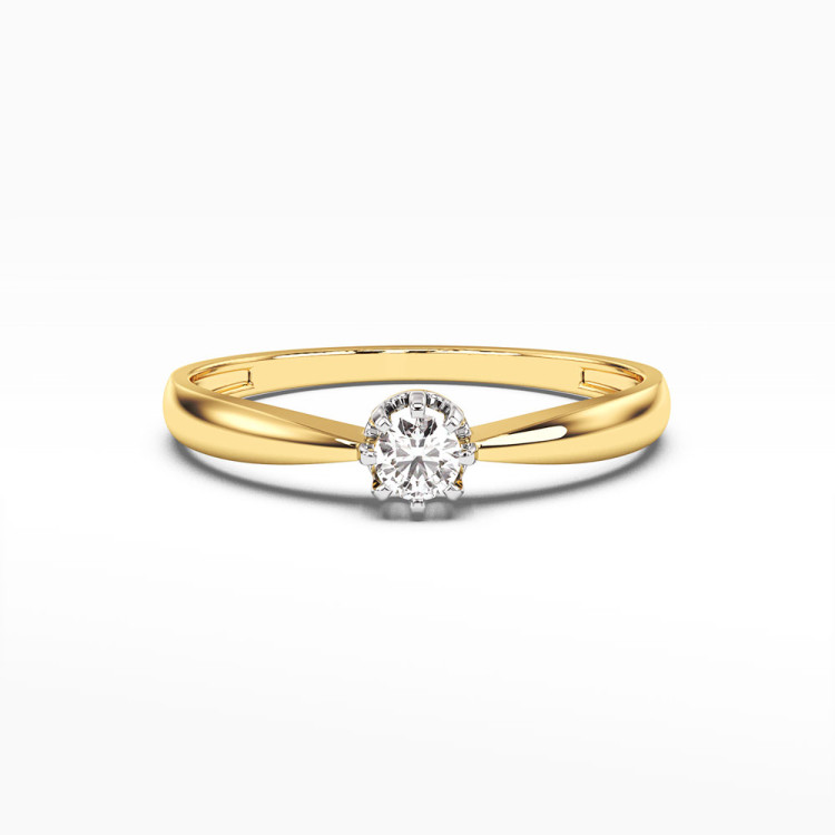 Pierścionek z żółtego złota z diamentem - próba 585 0,15CT PV-061A