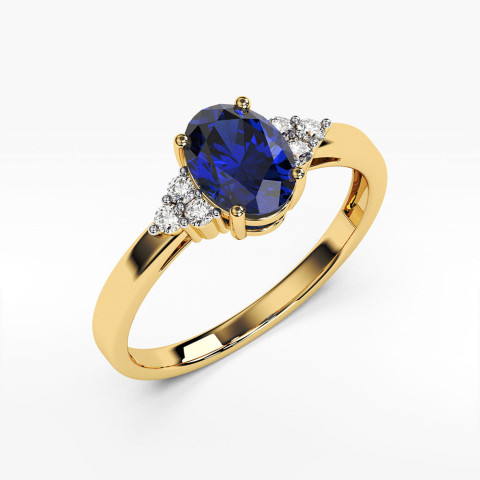 Pierścionek z żółtego złota z szafirem - próba 585 0,952CT PV-064AS