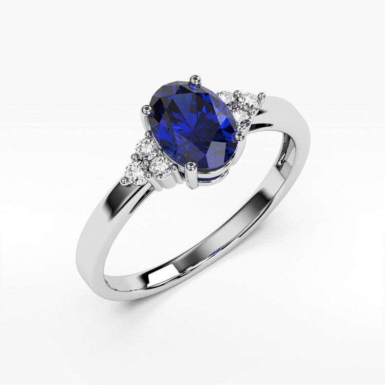 Pierścionek z białego złota z szafirem - próba 585 0,952CT PV-064BS
