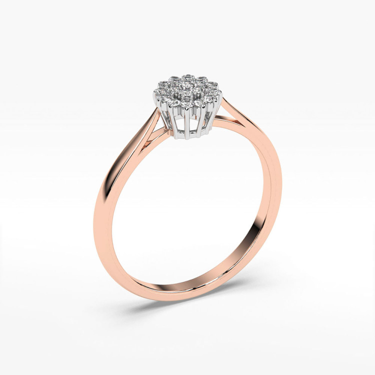 Pierścionek z różowego złota z diamentami - próba 585 0,10CT PV-065C