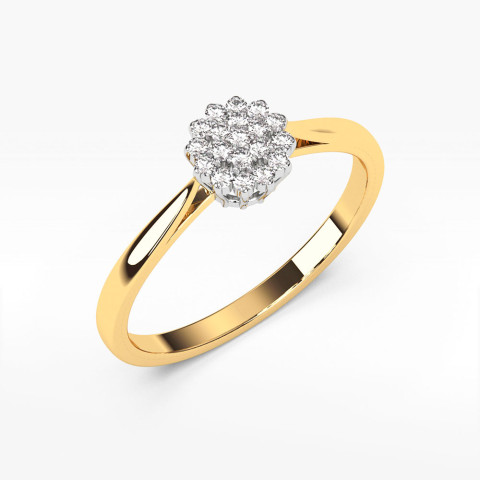 Pierścionek z żółtego złota z diamentami - próba 585 0,10CT PV-065A