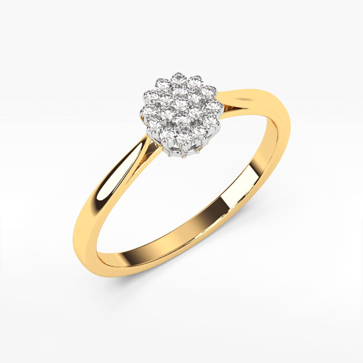 Pierścionek z żółtego złota z diamentami - próba 585 0,10CT PV-065A