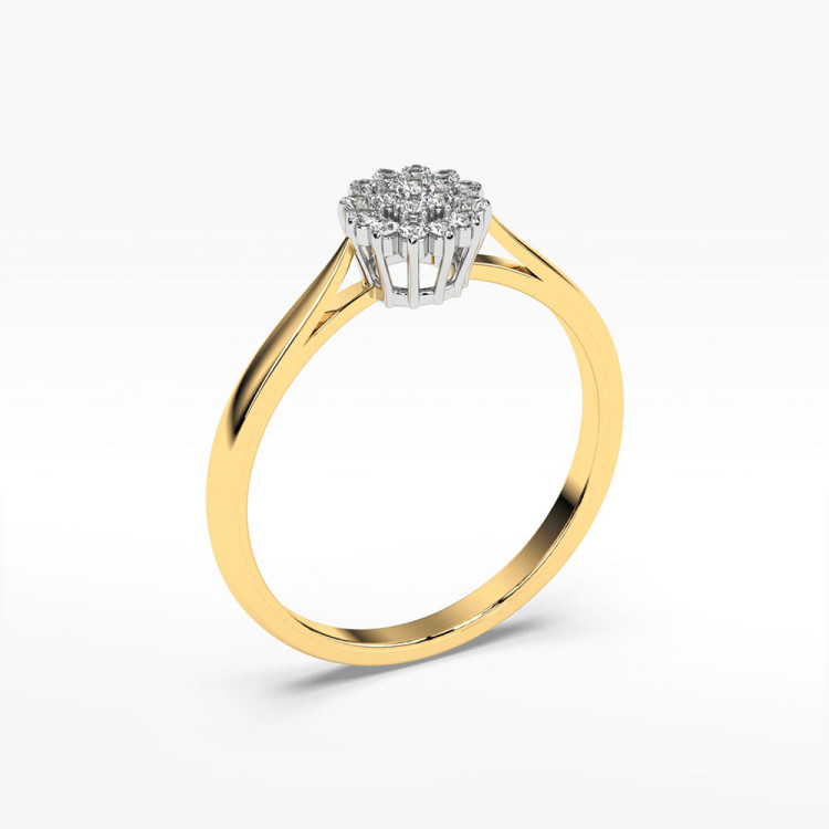 Pierścionek z żółtego złota z diamentami - próba 585 0,10CT PV-065A