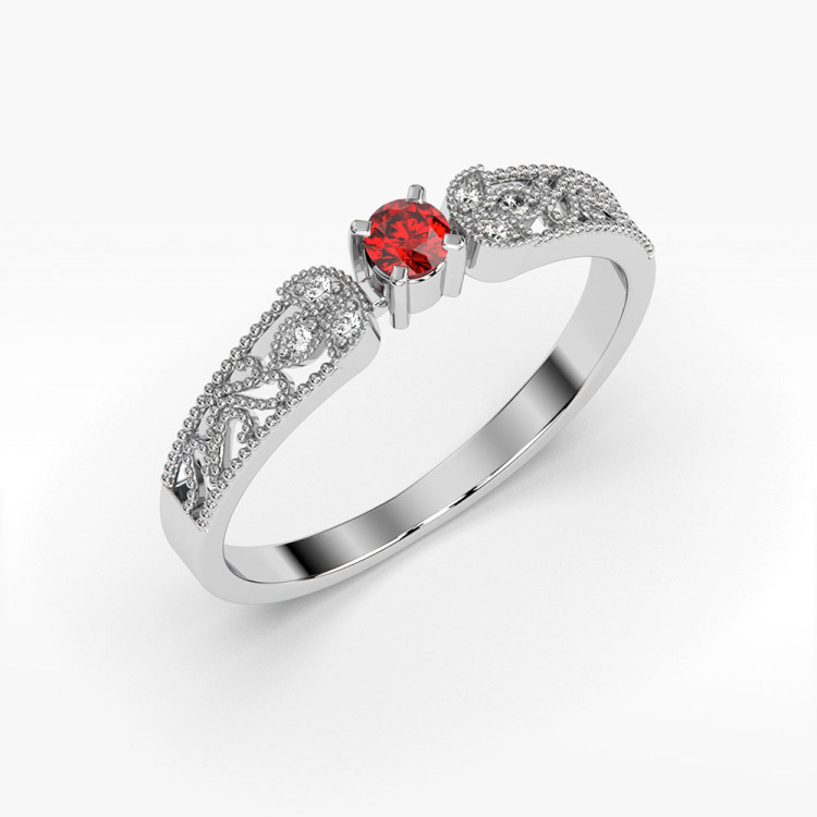 Pierścionek z białego złota z rubinem - próba 585 0,18CT PV-066BR