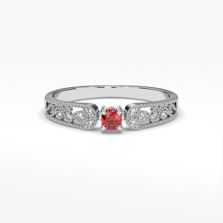Pierścionek z białego złota z rubinem - próba 585 0,18CT PV-066BR