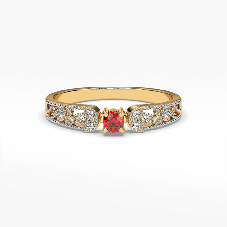 Pierścionek z żółtego złota z rubinem - próba 585 0,18CT PV-066AR