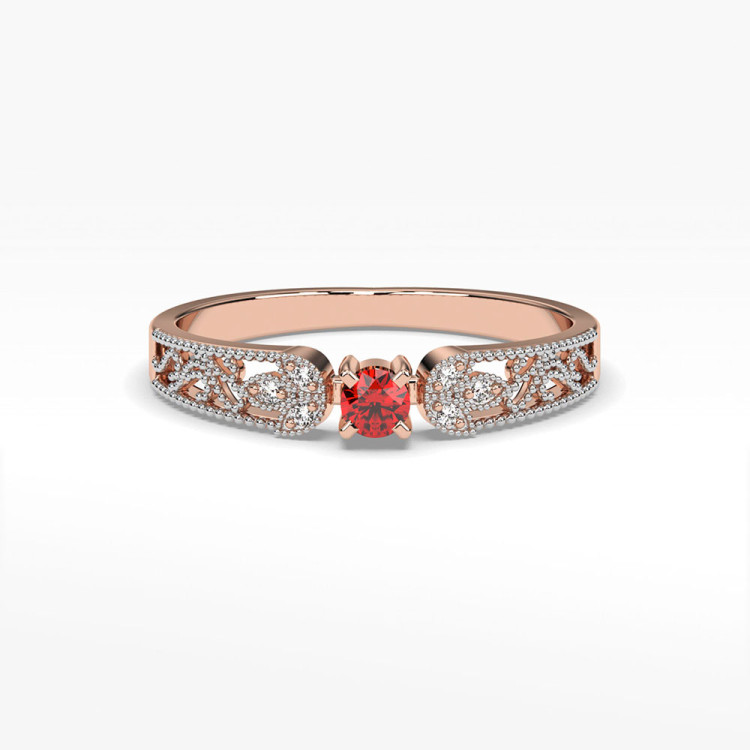 Pierścionek z różowego złota z rubinem - próba 585 0,18CT PV-066CR