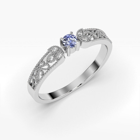 Pierścionek z białego złota z tanzanitem - próba 585 0,18CT PV-066BTAN