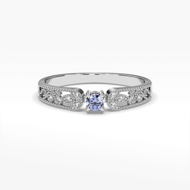 Pierścionek z białego złota z tanzanitem - próba 585 0,18CT PV-066BTAN