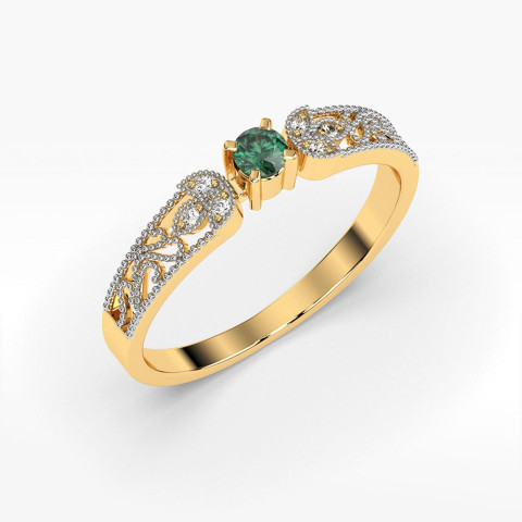 Pierścionek z żółtego złota ze szmaragdem - próba 585 0,18CT PV-066ASZ