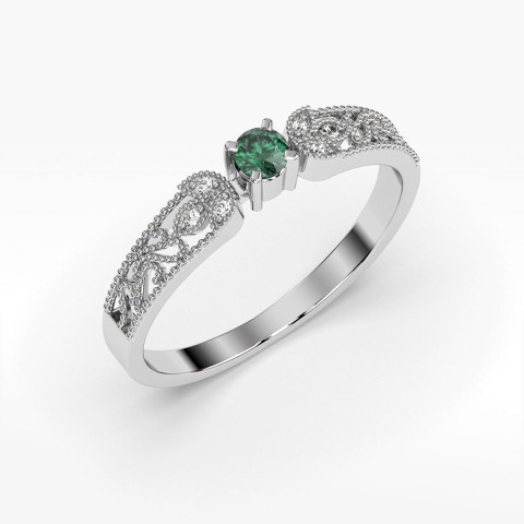 Pierścionek z białego złota ze szmaragdem - próba 585 0,18CT PV-066BSZ