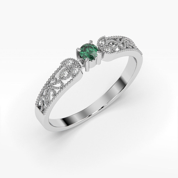 Pierścionek z białego złota ze szmaragdem - próba 585 0,18CT PV-066BSZ