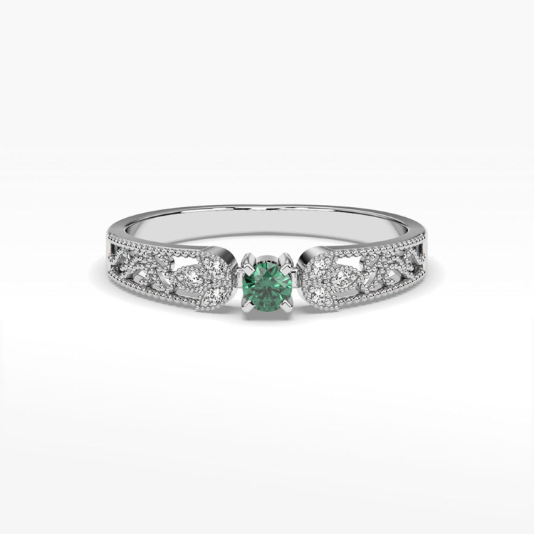Pierścionek z białego złota ze szmaragdem - próba 585 0,18CT PV-066BSZ