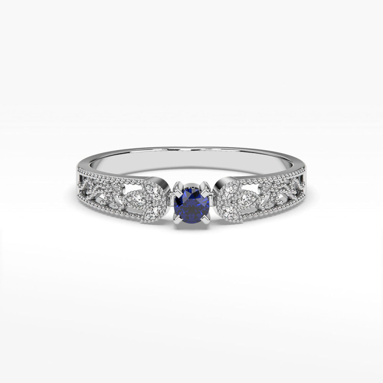 Pierścionek z białego złota z szafirem - próba 585 0,18CT PV-066BS