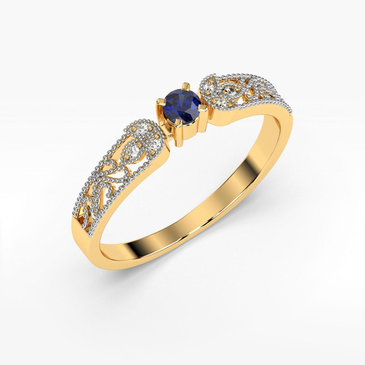 Pierścionek z żółtego złota z szafirem - próba 585 0,18CT PV-066AS
