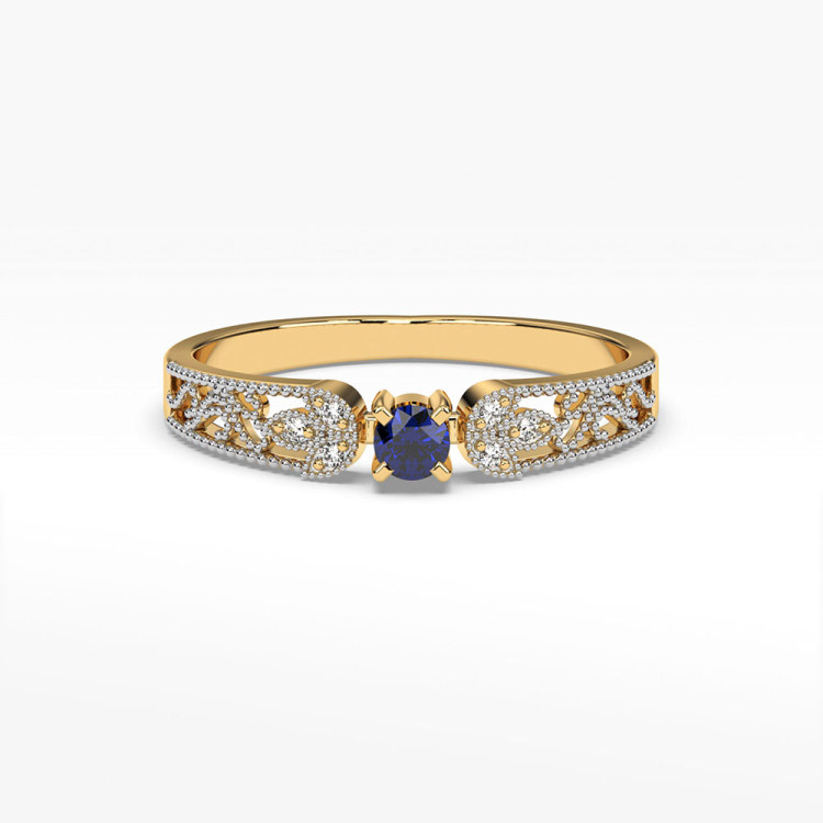 Pierścionek z żółtego złota z szafirem - próba 585 0,18CT PV-066AS
