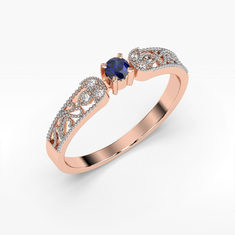 Pierścionek z różowego złota z szafirem - próba 585 0,18CT PV-066CS