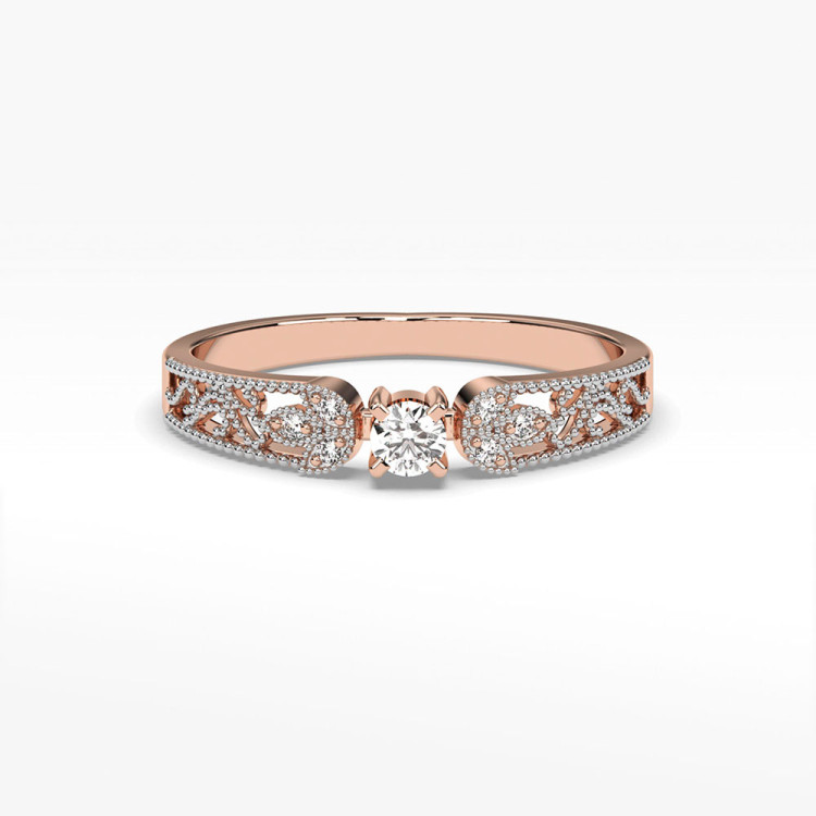 Pierścionek z różowego złota z diamentami  - próba 585 0,13CT PV-066C
