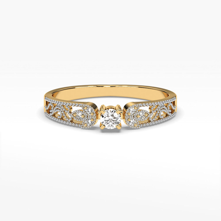 Pierścionek z żółtego złota z diamentami  - próba 585 0,13CT PV-066A