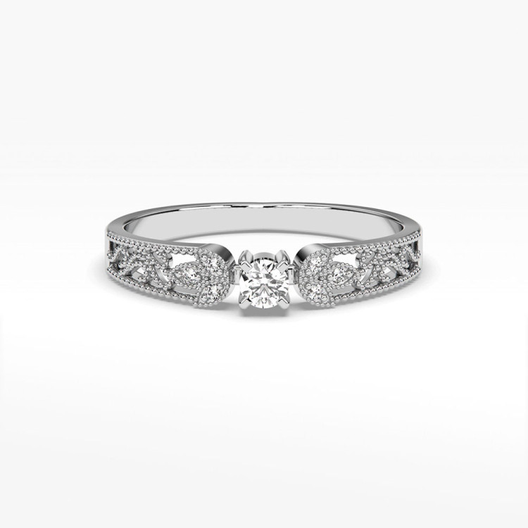 Pierścionek z białego złota z diamentami  - próba 585 0,13CT PV-066B