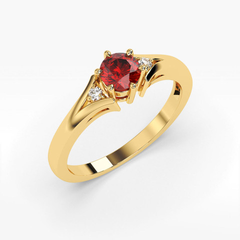 Pierścionek z żółtego złota z rubinem - próba 585 0,629CT PV-068AR