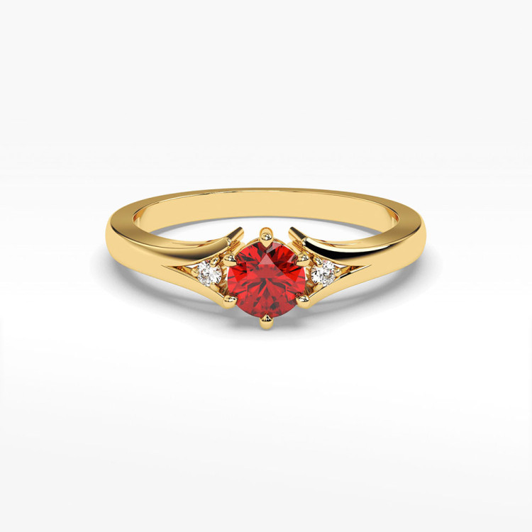Pierścionek z żółtego złota z rubinem - próba 585 0,629CT PV-068AR