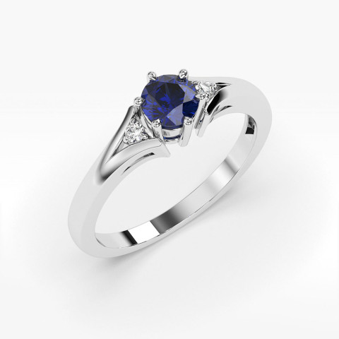 Pierścionek z białego złota z szafirem - próba 585 0,529CT PV-068BS