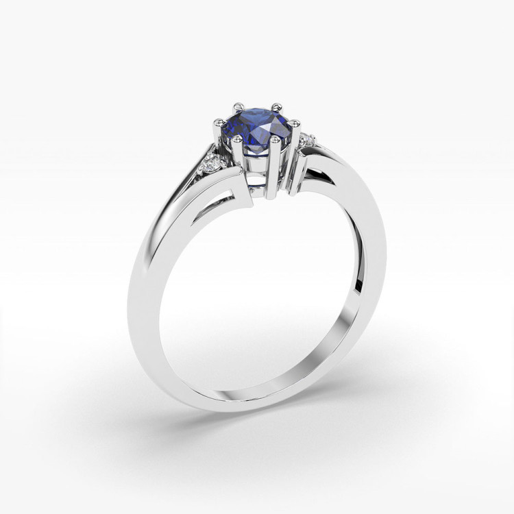 Pierścionek z białego złota z szafirem - próba 585 0,529CT PV-068BS