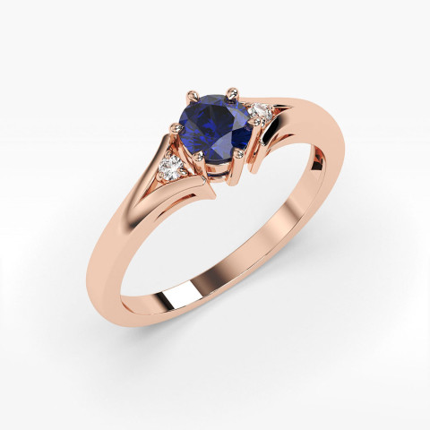 Pierścionek z różowego złota z szafirem - próba 585 0,529CT PV-068CS