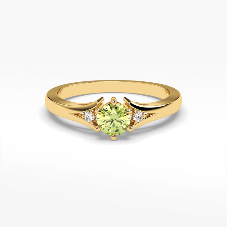 Pierścionek z żółtego złota z oliwinem - próba 585 0,629CT PV-068AO