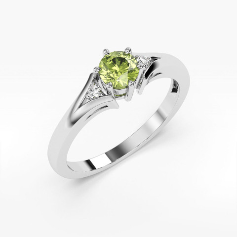 Pierścionek z białego złota z oliwinem - próba 585 0,629CT PV-068BO