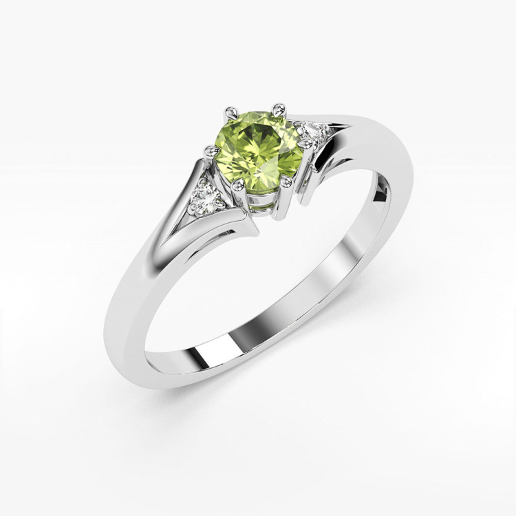 Pierścionek z białego złota z oliwinem - próba 585 0,629CT PV-068BO