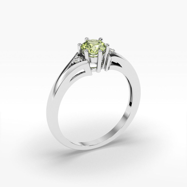 Pierścionek z białego złota z oliwinem - próba 585 0,629CT PV-068BO