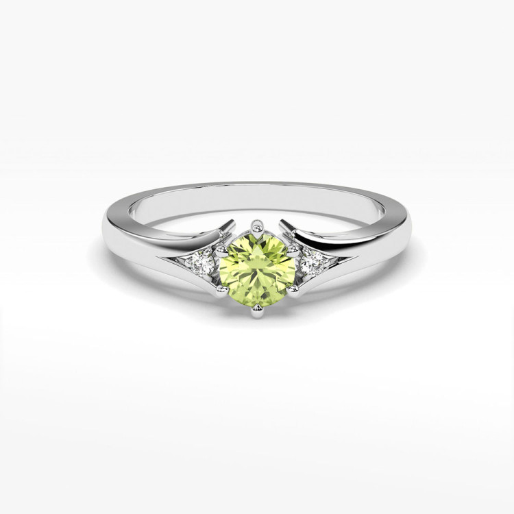 Pierścionek z białego złota z oliwinem - próba 585 0,629CT PV-068BO