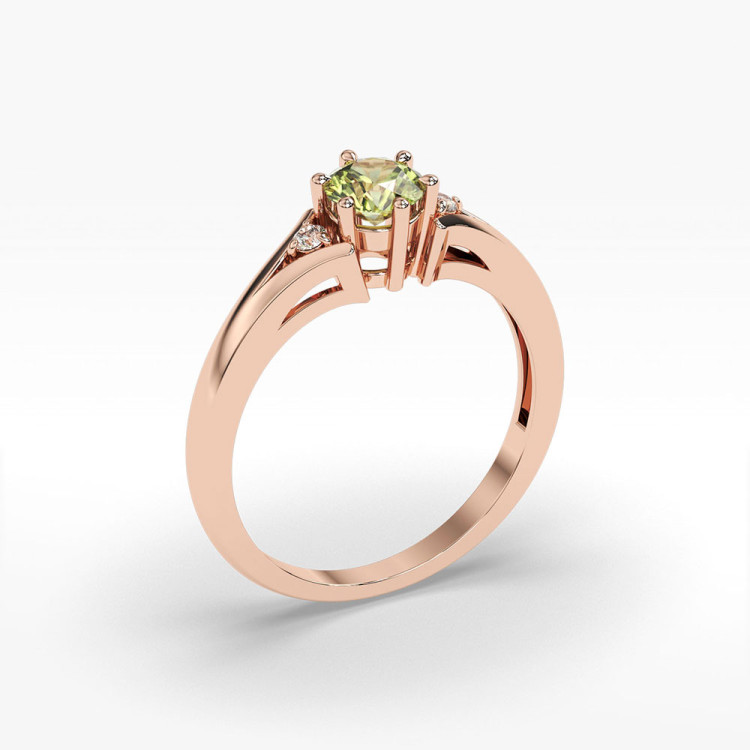 Pierścionek z różowego złota z oliwinem - próba 585 0,629CT PV-068CO