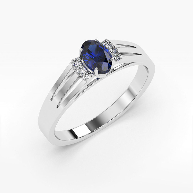 Pierścionek z białego złota z szafirem - próba 585 0,752CT PV-071BS