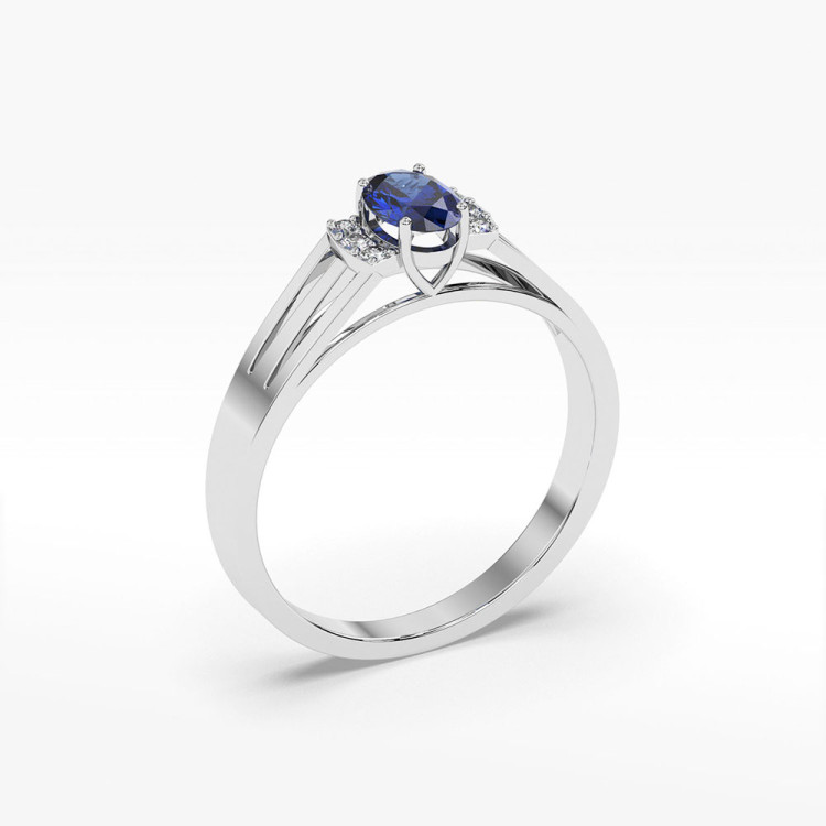 Pierścionek z białego złota z szafirem - próba 585 0,752CT PV-071BS