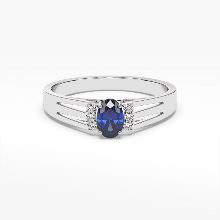 Pierścionek z białego złota z szafirem - próba 585 0,752CT PV-071BS