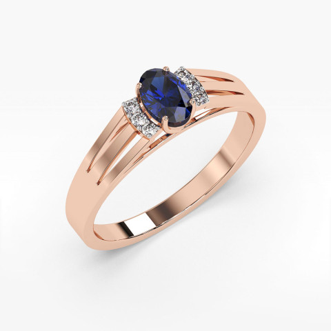 Pierścionek z różowego złota z szafirem - próba 585 0,752CT PV-071CS