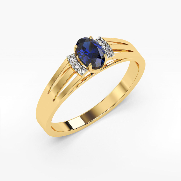 Pierścionek z żółtego złota z szafirem - próba 585 0,752CT PV-071AS