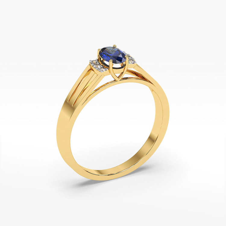 Pierścionek z żółtego złota z szafirem - próba 585 0,752CT PV-071AS