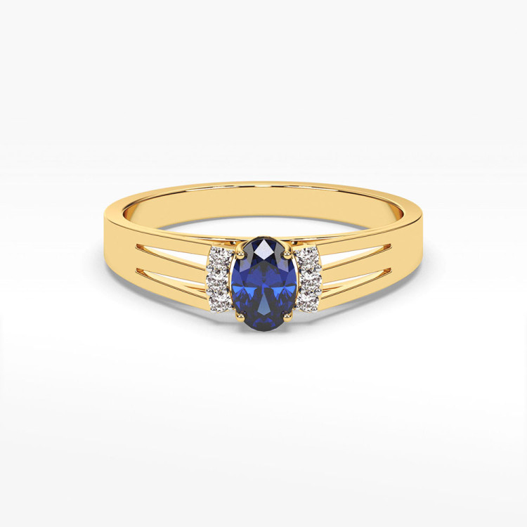 Pierścionek z żółtego złota z szafirem - próba 585 0,752CT PV-071AS