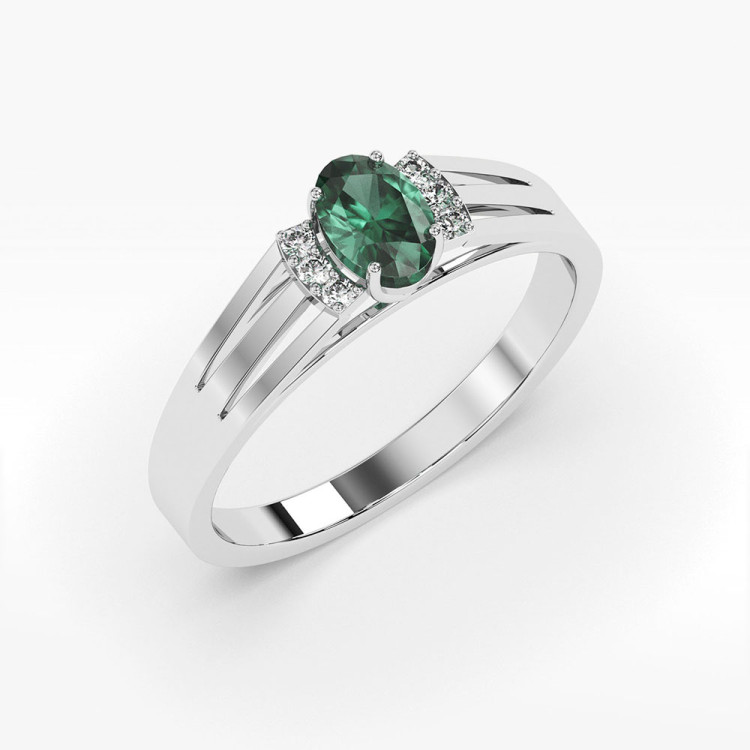 Pierścionek z białego złota ze szmaragdem - próba 585 0,452CT PV-071BSZ